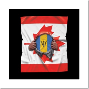 Barbados Flag Canadian Flag Ripped - Gift for Barbadian From Barbados Posters and Art